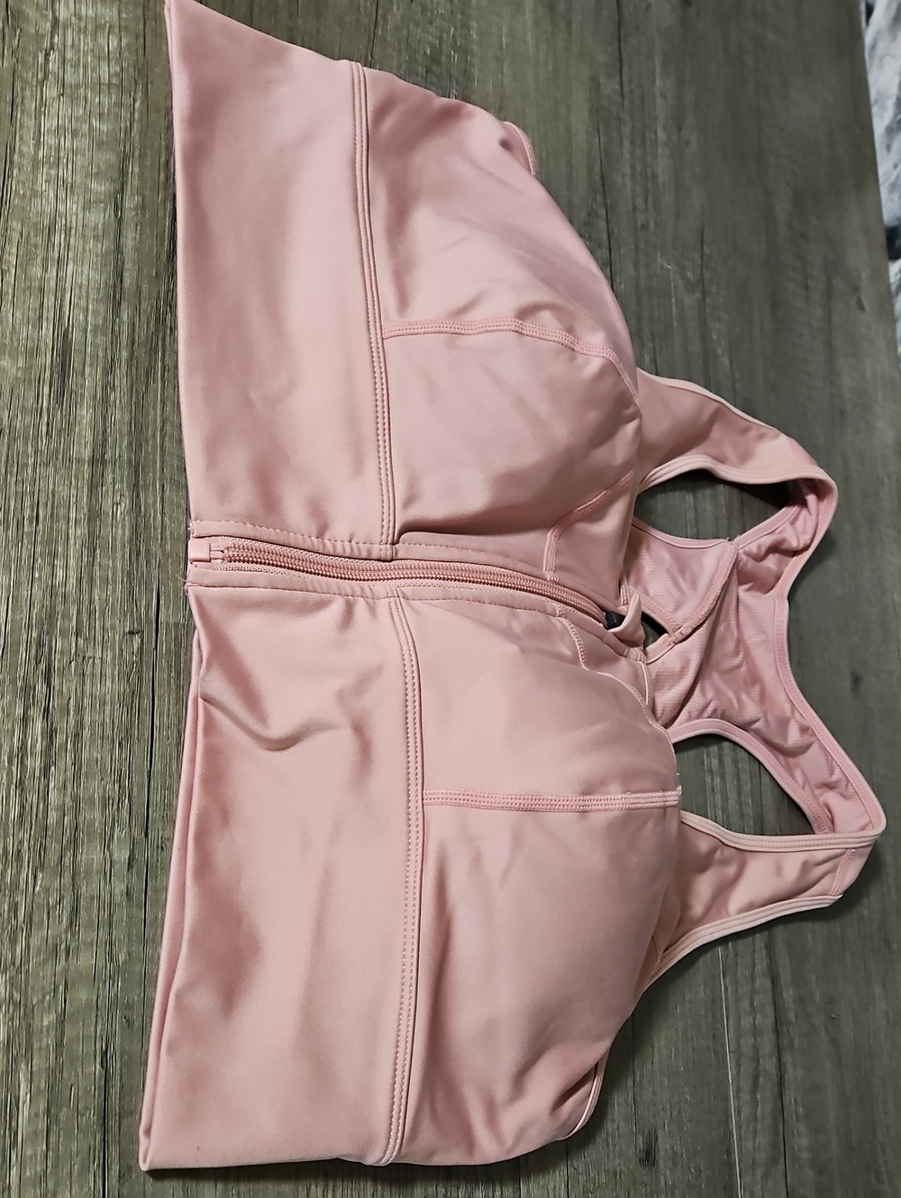 Blush Pink Front-Zip Sports Bra